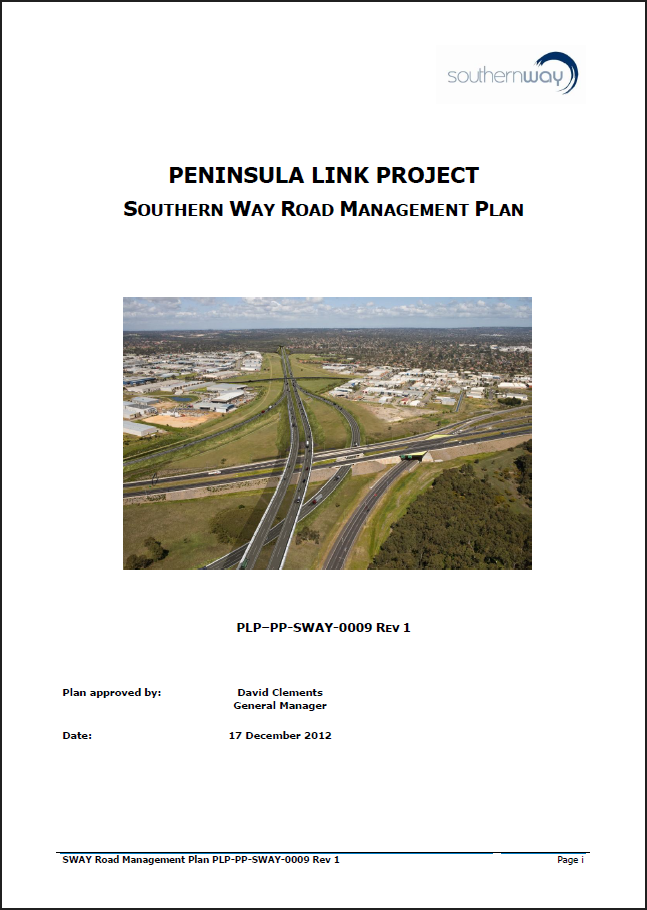 Pen Link Road Mangement Plan cover page border