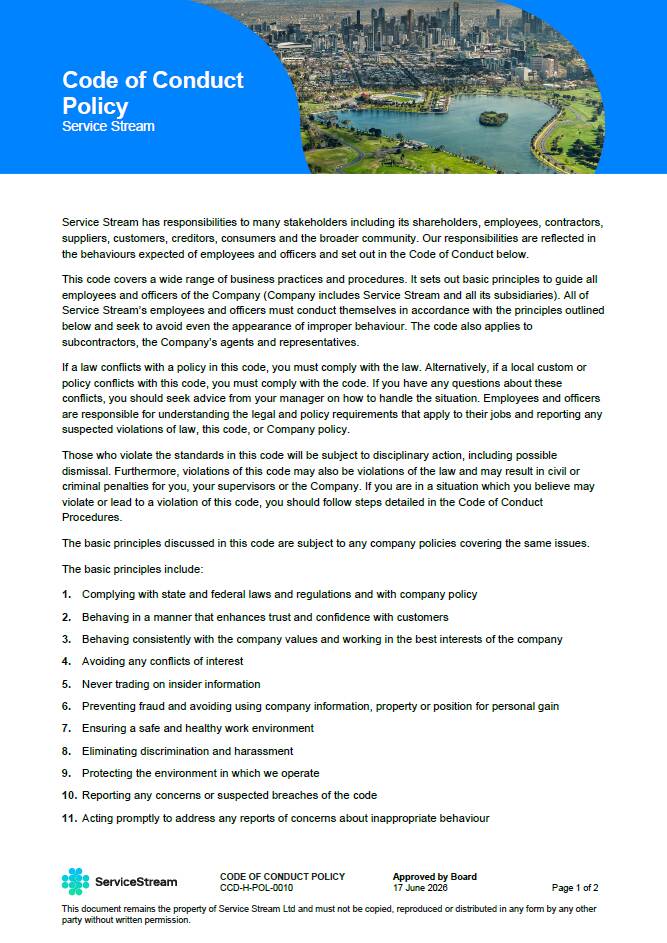 Code of Conduct Policy 170626