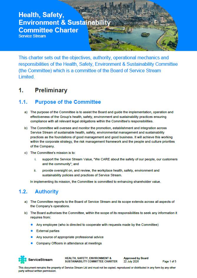 HSES Committee Charter image